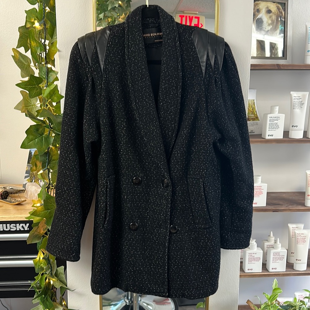 Vintage oversized, leather detailed 80s jacket